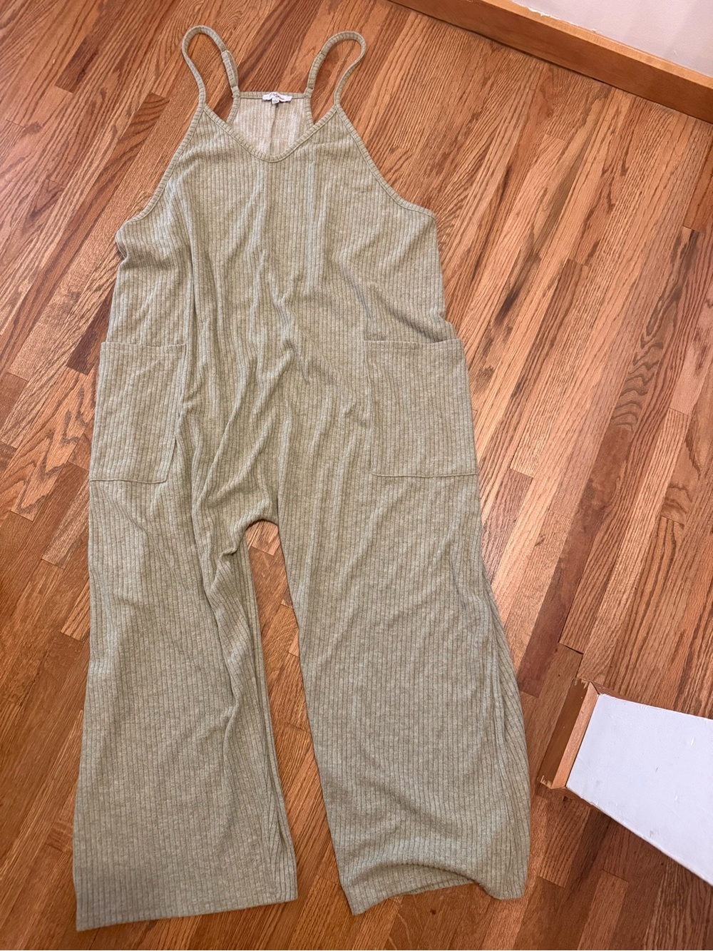 Polagram Ribbed Sage Green Wide-Leg Jumpsuit
